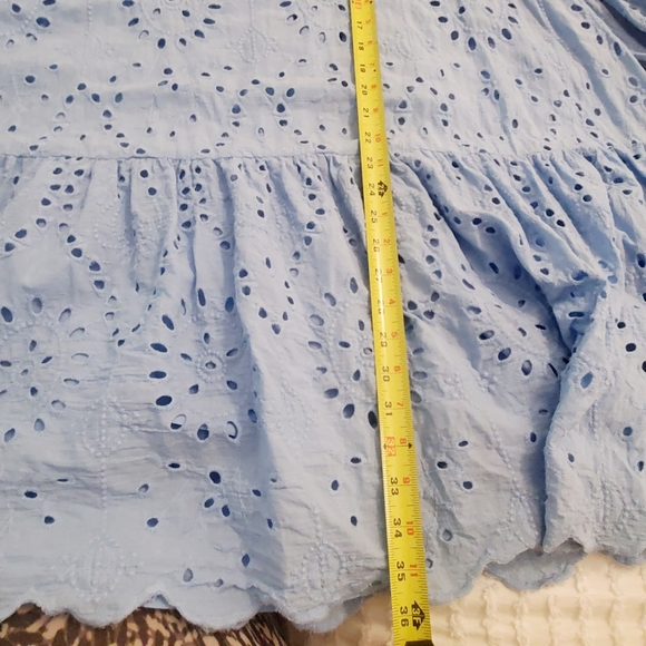 SZ 24 Ruffle Collar and Sleeves Eloqui Eyelet Blue Dress - Picture 3 of 4